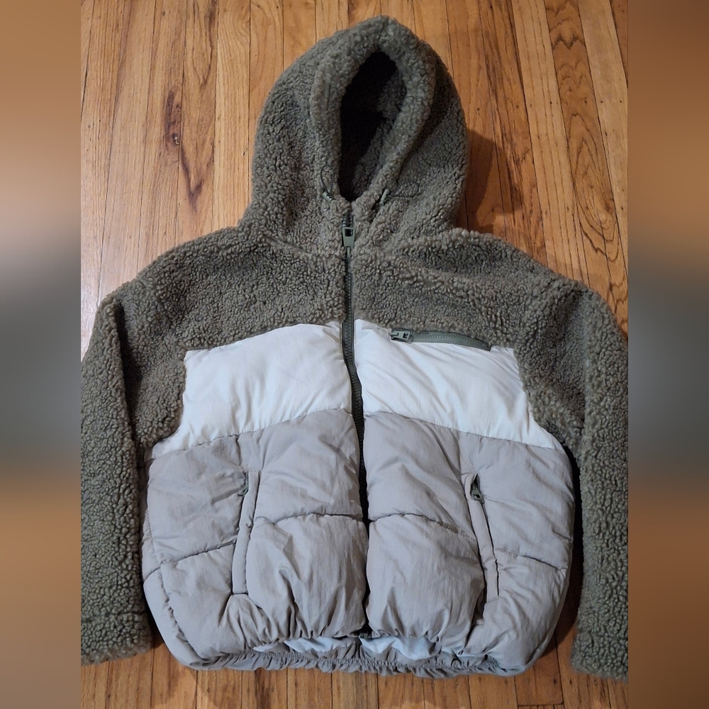 Zara Tan Two Tone Hooded Jacket